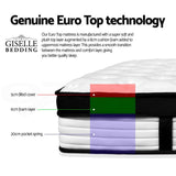 Furniture > Mattresses > Queen Mattress - Giselle Bedding 31cm Mattress Euro Top Queen - Garden Yard