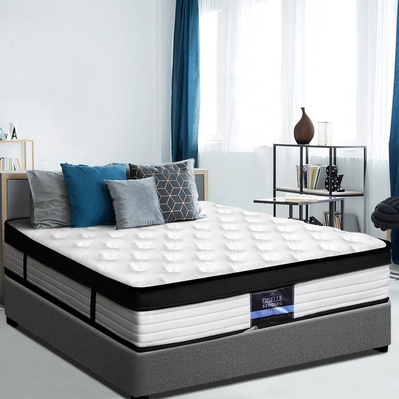 Furniture > Mattresses > Queen Mattress - Giselle Bedding 31cm Mattress Euro Top Queen - Garden Yard