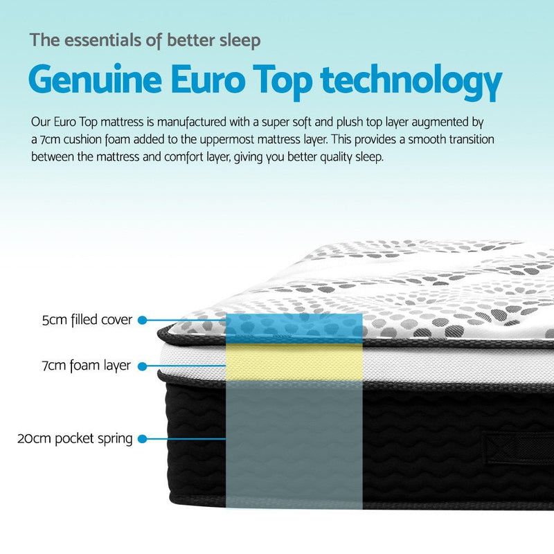 Furniture > Mattresses > Queen Mattress - Giselle Bedding 32cm Mattress Euro Top Queen - Garden Yard