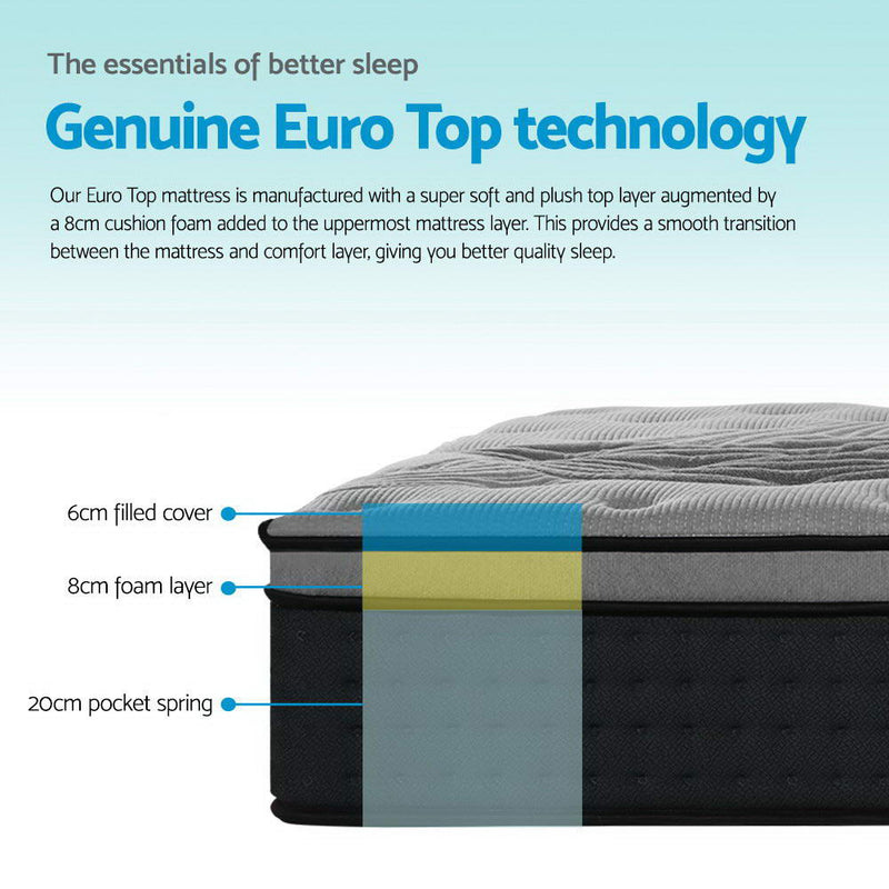 Furniture > Mattresses > Queen Mattress - Giselle Bedding 34cm Mattress Bamboo Cover Queen - Garden Yard
