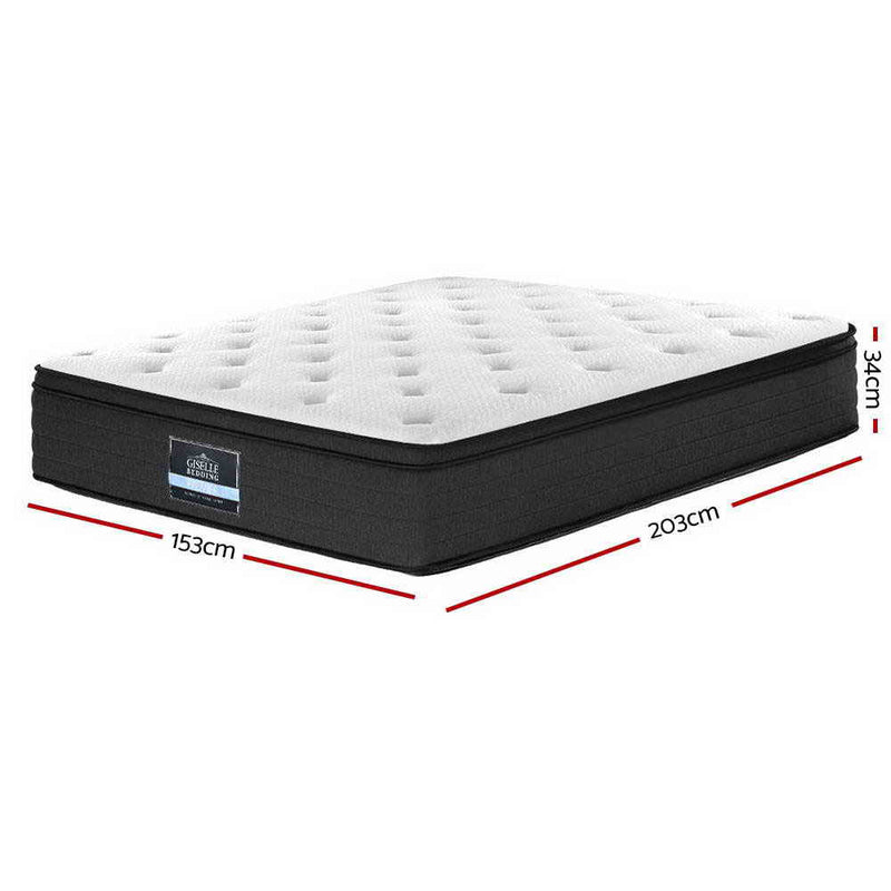Furniture > Mattresses > Queen Mattress - Giselle Bedding 34cm Mattress Euro Top Queen - Garden Yard