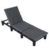 Furniture > Outdoor - Black Rattan Sunbed with Adjustable Recline - Garden Yard