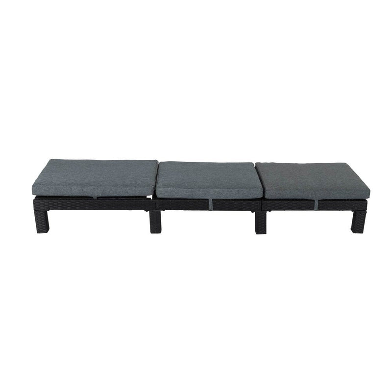 Furniture > Outdoor - Black Rattan Sunbed with Adjustable Recline - Garden Yard