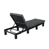 Furniture > Outdoor - Black Rattan Sunbed with Adjustable Recline - Garden Yard