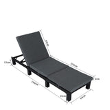Furniture > Outdoor - Black Rattan Sunbed with Adjustable Recline - Garden Yard