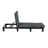 Furniture > Outdoor - Black Rattan Sunbed with Adjustable Recline - Garden Yard