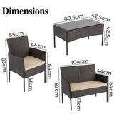 Furniture > Outdoor - Breeze 4 - Seat Wicker Outdoor Lounge Set - Garden Yard