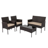 Furniture > Outdoor - Breeze 4 - Seat Wicker Outdoor Lounge Set - Garden Yard