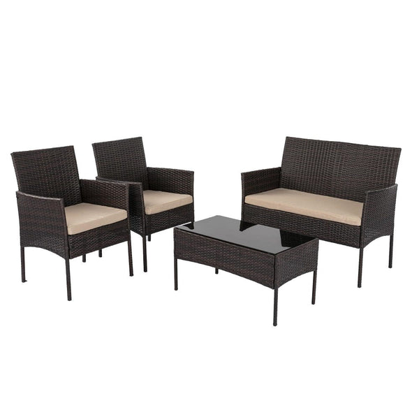 Furniture > Outdoor - Breeze 4 - Seat Wicker Outdoor Lounge Set - Garden Yard