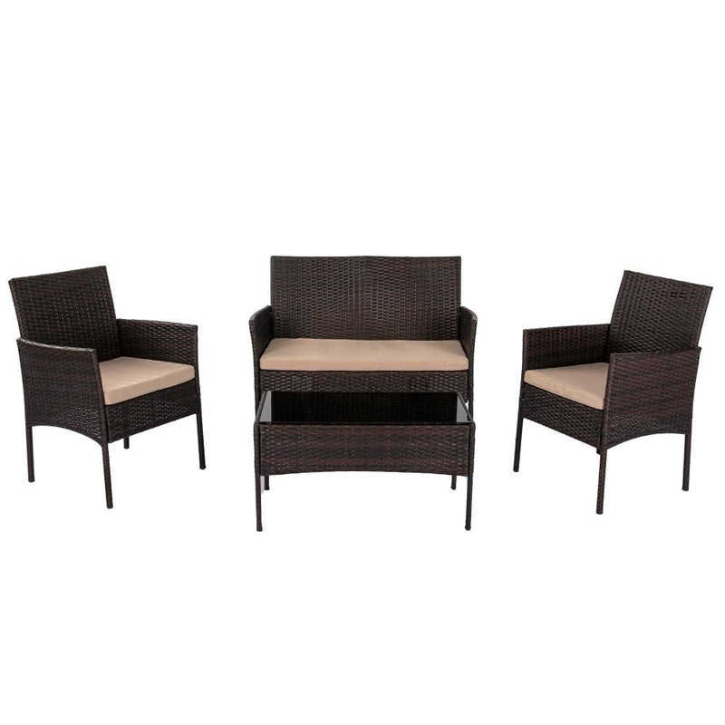 Furniture > Outdoor - Breeze 4 - Seat Wicker Outdoor Lounge Set - Garden Yard