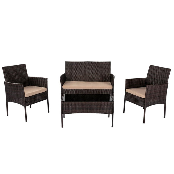 Furniture > Outdoor - Breeze 4 - Seat Wicker Outdoor Lounge Set - Garden Yard