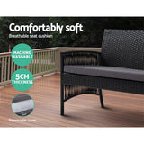 Furniture > Outdoor - Gardeon 4 PCS Outdoor Furniture Lounge Setting Wicker Dining Set Black - Garden Yard