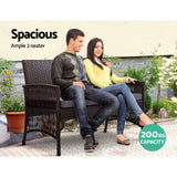 Furniture > Outdoor - Gardeon 4 PCS Outdoor Furniture Lounge Setting Wicker Dining Set Black - Garden Yard