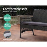 Furniture > Outdoor - Gardeon 4 PCS Outdoor Furniture Lounge Setting Wicker Dining Set Grey - Garden Yard