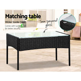 Furniture > Outdoor - Gardeon 4 - piece Outdoor Lounge Setting Wicker Patio Furniture Dining Set Black - Garden Yard