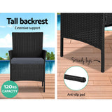 Furniture > Outdoor - Gardeon 4 - piece Outdoor Lounge Setting Wicker Patio Furniture Dining Set Black - Garden Yard