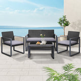 Furniture > Outdoor - Gardeon 4PC Outdoor Furniture Patio Table Chair Black - Garden Yard
