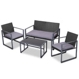 Furniture > Outdoor - Gardeon 4PC Outdoor Furniture Patio Table Chair Black - Garden Yard