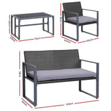 Furniture > Outdoor - Gardeon 4PC Outdoor Furniture Patio Table Chair Black - Garden Yard