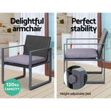 Furniture > Outdoor - Gardeon 4PC Outdoor Furniture Patio Table Chair Black - Garden Yard