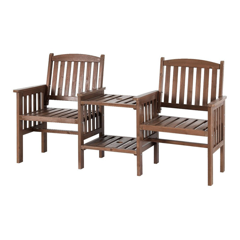 Furniture > Outdoor - Gardeon Garden Bench Chair Table Loveseat Wooden Outdoor Furniture Patio Park Brown - Garden Yard
