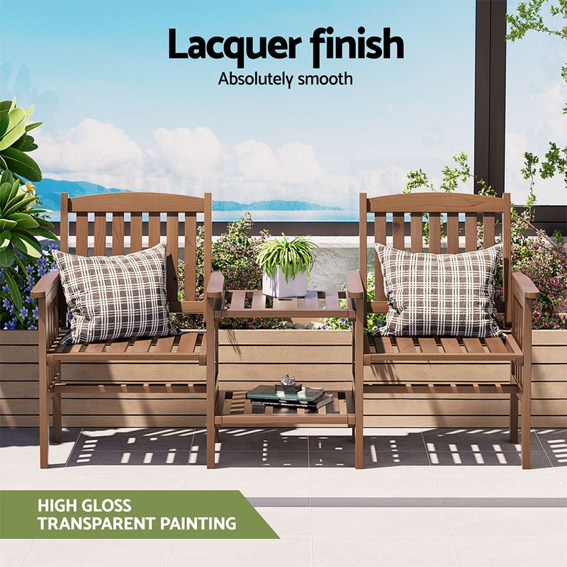 Furniture > Outdoor - Gardeon Garden Bench Chair Table Loveseat Wooden Outdoor Furniture Patio Park Brown - Garden Yard
