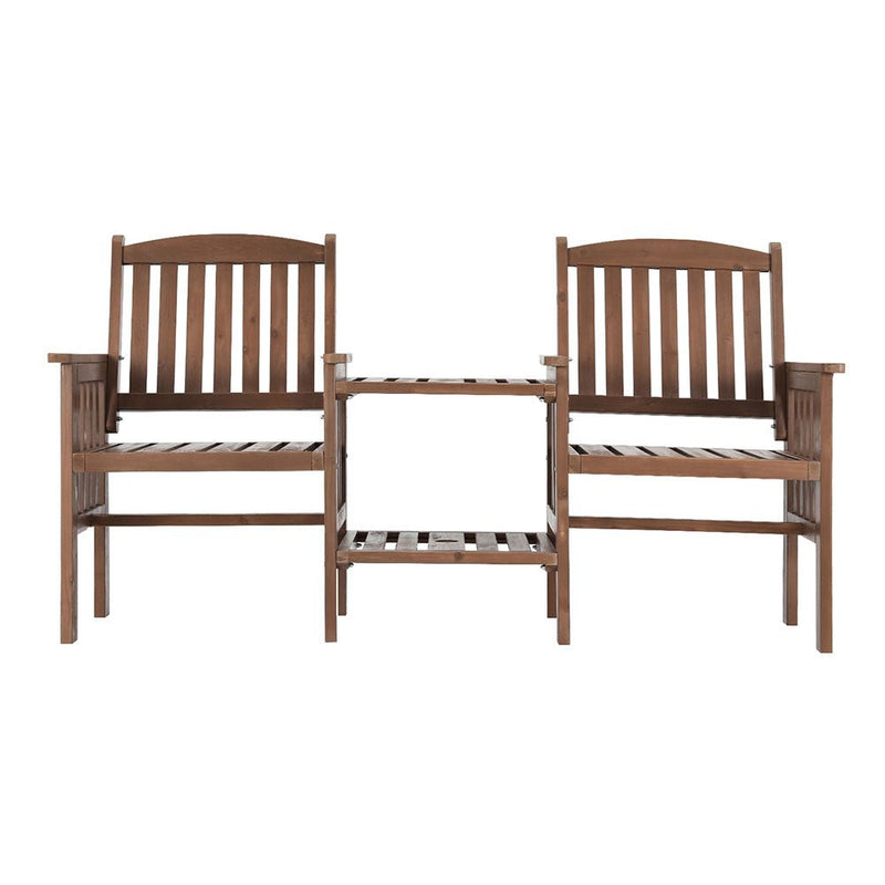 Furniture > Outdoor - Gardeon Garden Bench Chair Table Loveseat Wooden Outdoor Furniture Patio Park Brown - Garden Yard