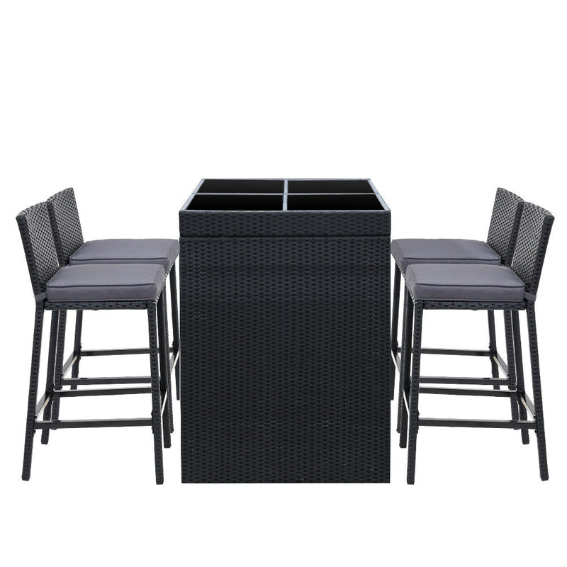 Furniture > Outdoor - Gardeon Outdoor Bar Set Table Chairs Stools Rattan Patio Furniture 4 Seaters - Garden Yard