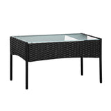 Furniture > Outdoor - Gardeon Outdoor Furniture Lounge Setting Wicker Patio Dining Set w/Storage Cover Black - Garden Yard