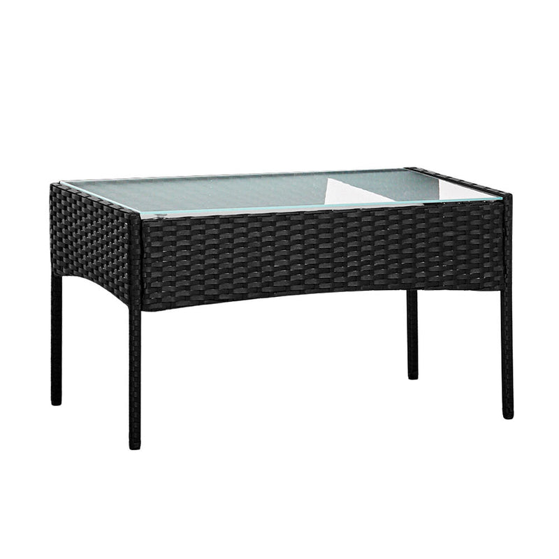 Furniture > Outdoor - Gardeon Outdoor Furniture Lounge Setting Wicker Patio Dining Set w/Storage Cover Black - Garden Yard