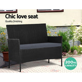 Furniture > Outdoor - Gardeon Outdoor Furniture Lounge Setting Wicker Patio Dining Set w/Storage Cover Black - Garden Yard