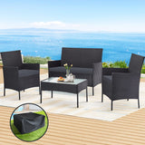 Furniture > Outdoor - Gardeon Outdoor Furniture Lounge Setting Wicker Patio Dining Set w/Storage Cover Grey - Garden Yard