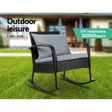 Furniture > Outdoor - Gardeon Outdoor Furniture Rocking Chair Wicker Garden Patio Lounge Setting Black - Garden Yard