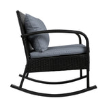 Furniture > Outdoor - Gardeon Outdoor Furniture Rocking Chair Wicker Garden Patio Lounge Setting Black - Garden Yard