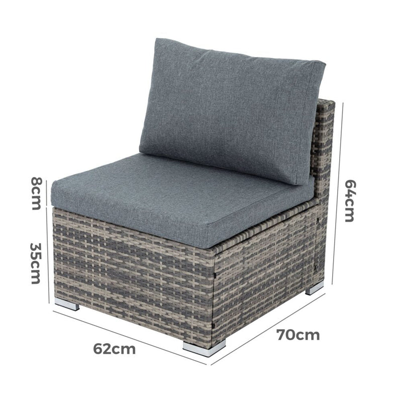 Furniture > Outdoor - Grey Armless Outdoor Sofa Set - Garden Yard