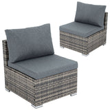 Furniture > Outdoor - Grey Armless Outdoor Sofa Set - Garden Yard