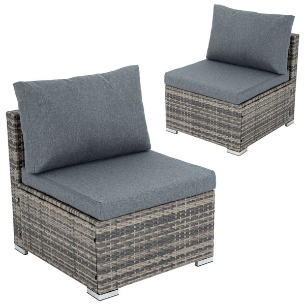 Furniture > Outdoor - Grey Armless Outdoor Sofa Set - Garden Yard