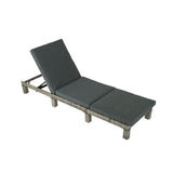 Furniture > Outdoor - Grey Rattan Sunbed with Adjustable Recline - Garden Yard