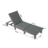 Furniture > Outdoor - Grey Rattan Sunbed with Adjustable Recline - Garden Yard