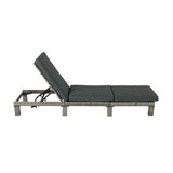 Furniture > Outdoor - Grey Rattan Sunbed with Adjustable Recline - Garden Yard