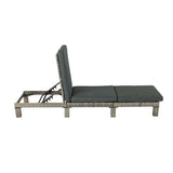 Furniture > Outdoor - Grey Rattan Sunbed with Adjustable Recline - Garden Yard