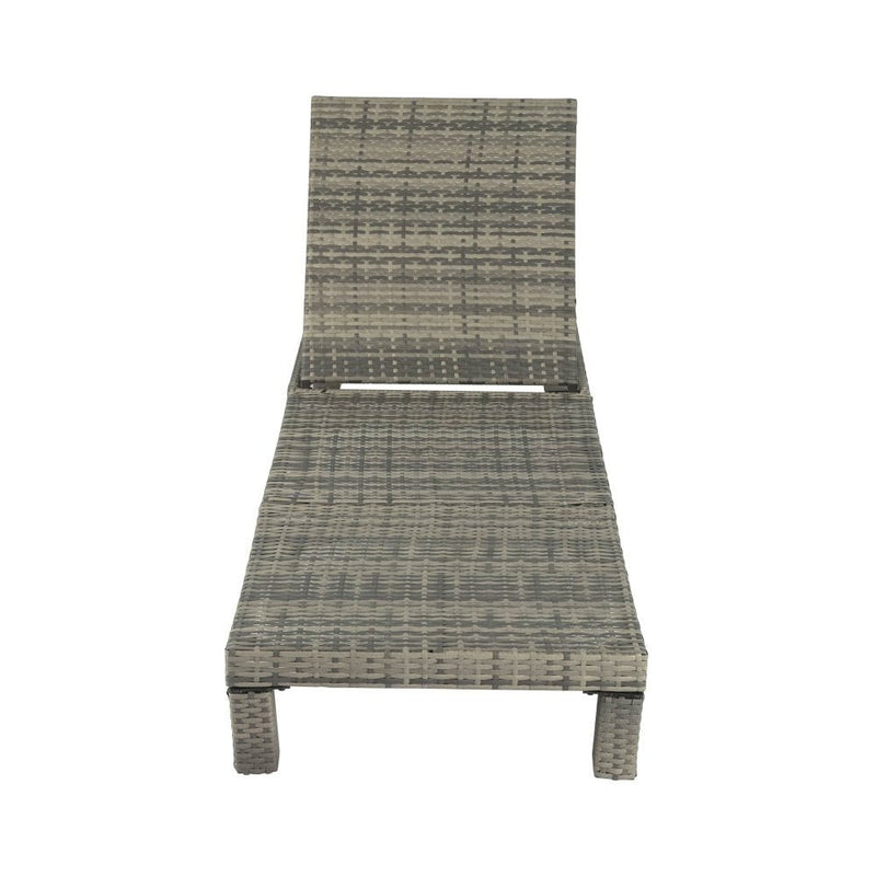 Furniture > Outdoor - Grey Rattan Sunbed with Adjustable Recline - Garden Yard