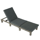 Furniture > Outdoor - Grey Rattan Sunbed with Adjustable Recline - Garden Yard