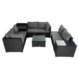 Furniture > Outdoor - Modular Outdoor Lounge Set - 9pcs Sofa, Armchairs and Coffee Table - Garden Yard