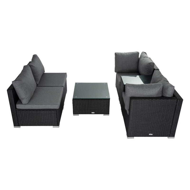 Furniture > Outdoor - Modular Outdoor Lounge Set - 9pcs Sofa, Armchairs and Coffee Table - Garden Yard