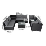 Furniture > Outdoor - Modular Outdoor Lounge Set - 9pcs Sofa, Armchairs and Coffee Table - Garden Yard