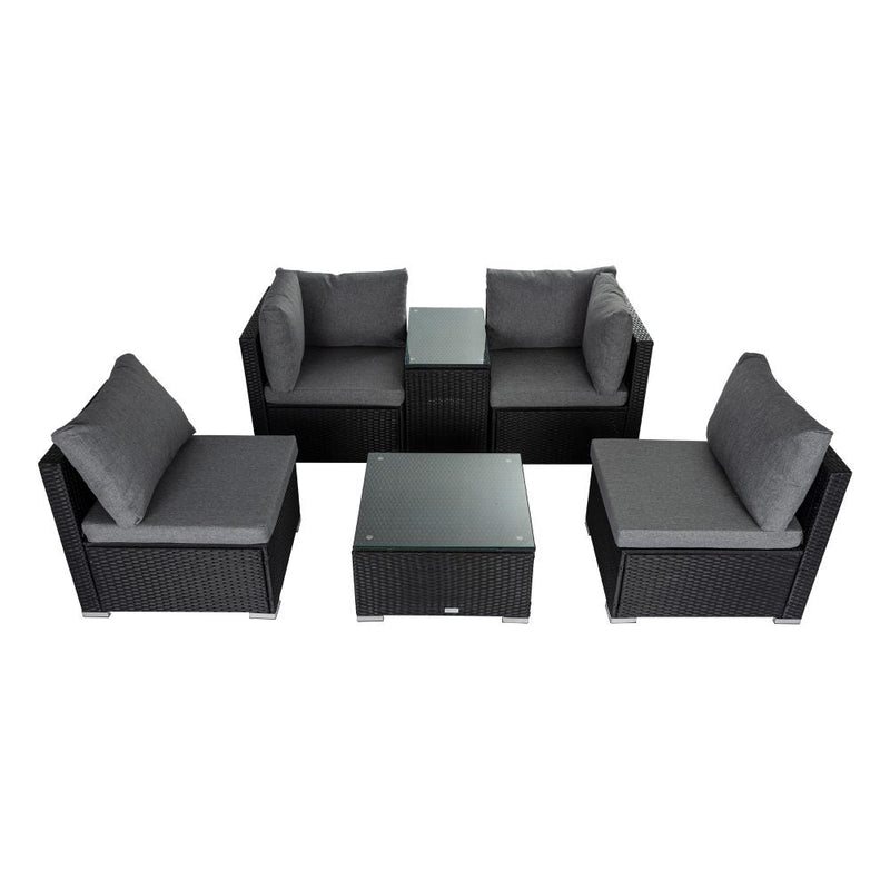 Furniture > Outdoor - Modular Outdoor Lounge Set - 9pcs Sofa, Armchairs and Coffee Table - Garden Yard