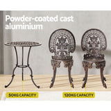 Furniture > Outdoor > Outdoor Chairs - Gardeon 3PC Patio Furniture Outdoor Bistro Set Dining Chairs Aluminium Bronze - Garden Yard