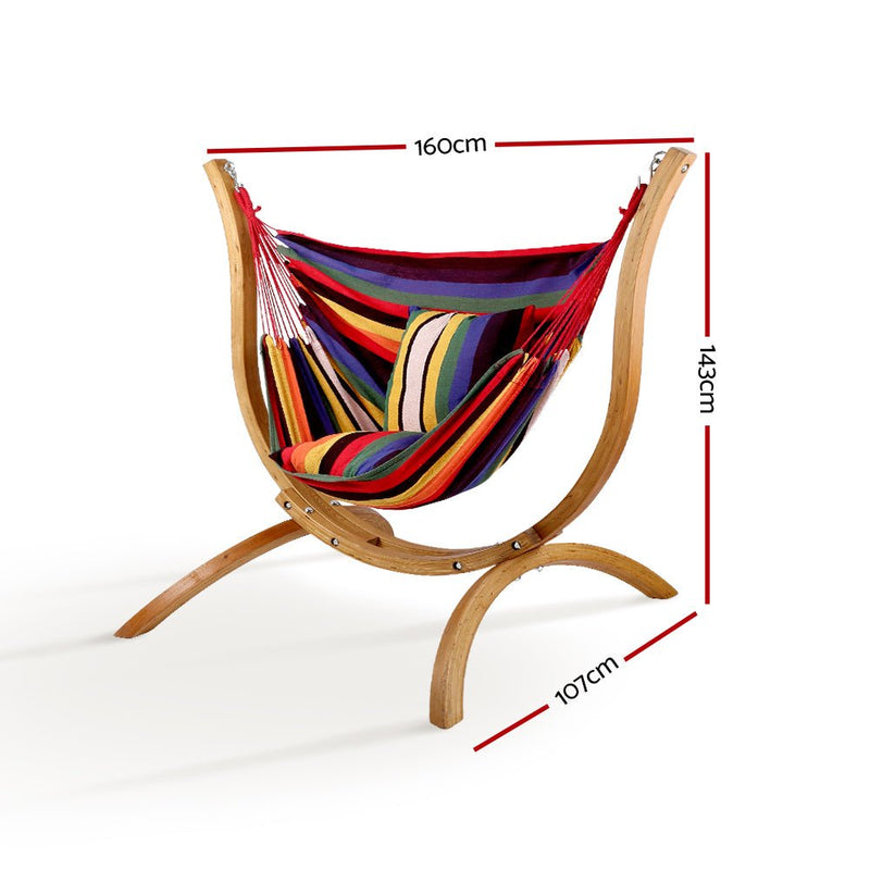 Furniture > Outdoor > Outdoor Chairs - Gardeon Hammock Chair Timber Outdoor Furniture Camping with Wooden Stand - Garden Yard