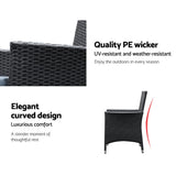 Furniture > Outdoor > Outdoor Sofas & Lounge Sets - Gardeon Outdoor Dining Set 7 Piece Wicker Lounge Setting Black - Garden Yard